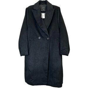NWT Lane Bryant 14 Wool Blend Oversized Double Breasted One Button Black Coat